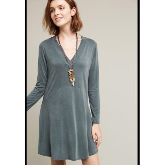 Anthropologie Dolan Dress M Green Long Sleeve Toute Swing Boho Minimalist Preppy - Picture 1 of 11